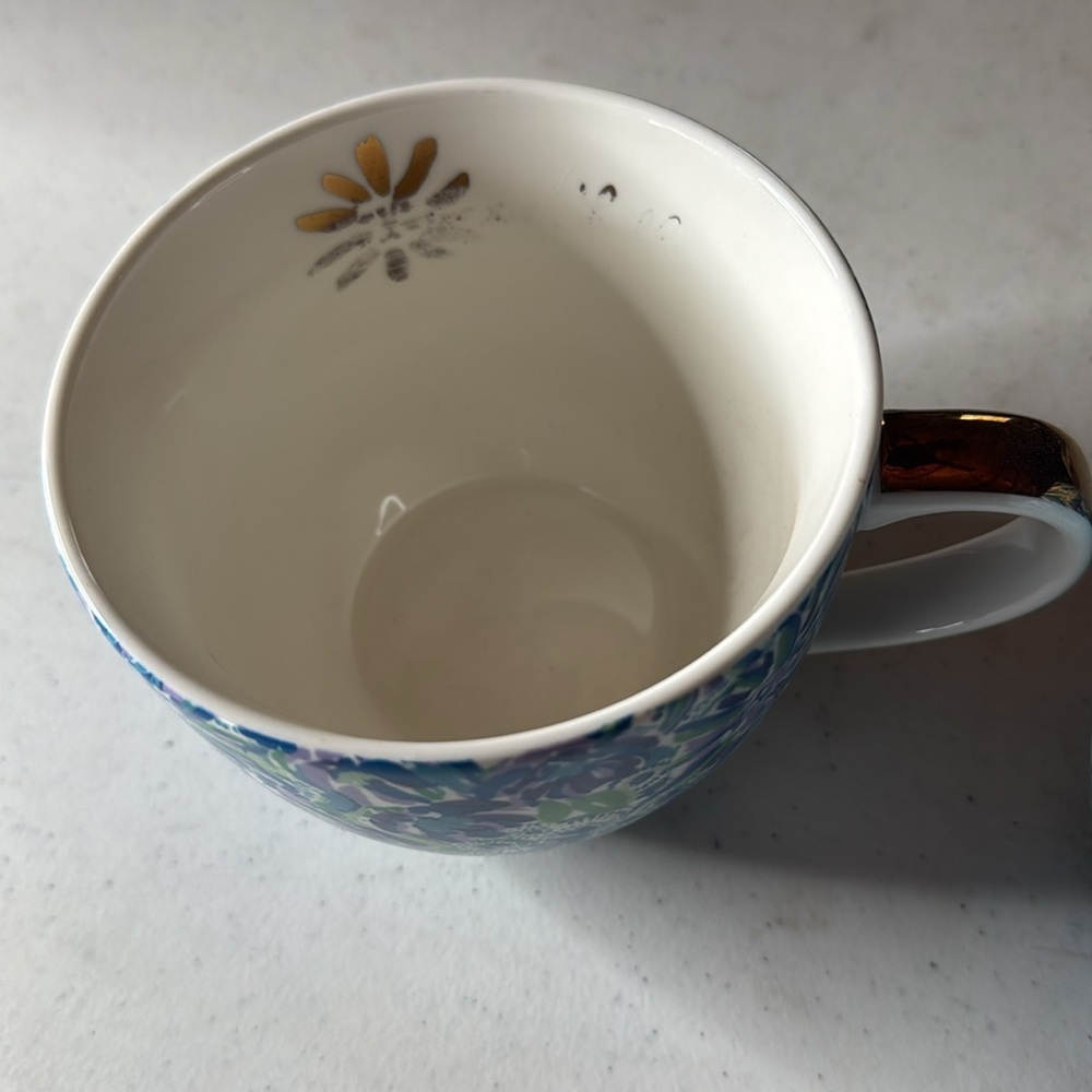 Lilly Pulitzer 12oz Ceramic Mugs Blue Floral Pair of 2 - Picture 4 of 11